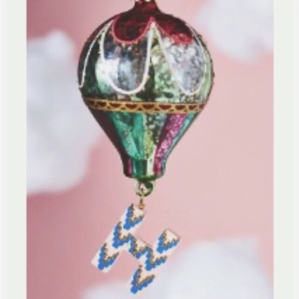 Anthropologie monogram Hot Air Balloon Ornaments